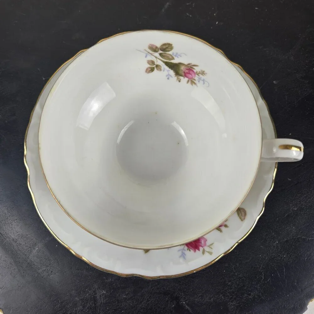 Royal Rose Fine China Teacup and Saucer Pink Rose Pattern Vintage Made in Japan